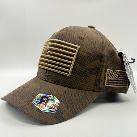 Runs Deep Tactical RDUSA-18 BRN Military Baseball Cap with American Flag - Picture 2 of 9
